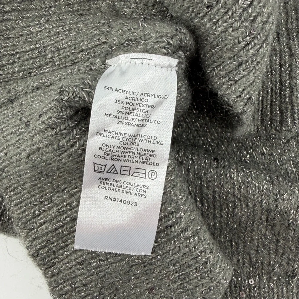 LOFT‎ Outlet Womens Gray Sparkle Sequin Crew Neck Sweater Pullover XXL